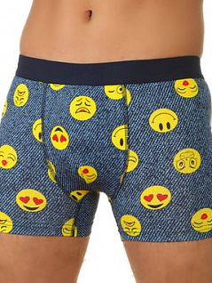 Веселые боксеры со смайлами синего цвета E5 Underwear RT3 распродажа